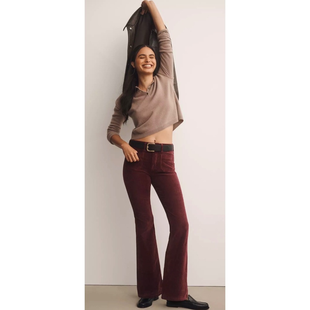 Pilcro the Icon Corduroy Flare Pants Burgundy Mid Rise jeans size 27